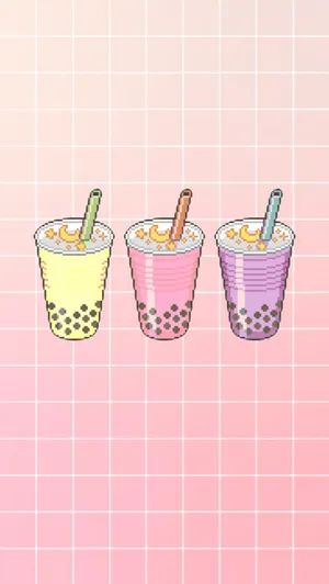 Pastel Boba Tea Trio Wallpaper