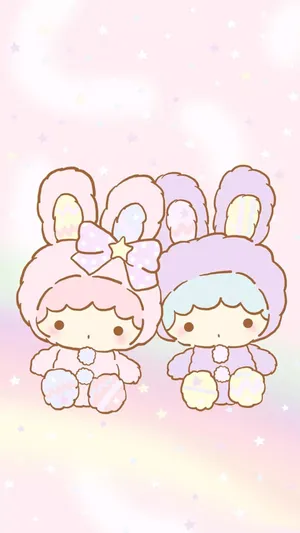 Pastel Bunny Characters Cute Japanese Art Wallpaper