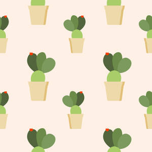 Pastel Cactus Pot Pattern Wallpaper