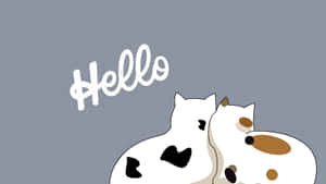 Pastel_ Cat_ Friends_ Hello_ Greeting Wallpaper