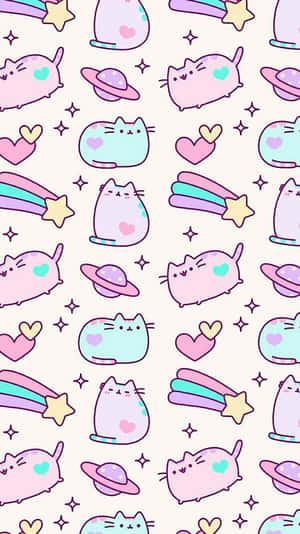 Pastel Cat Pattern Aesthetic.jpg Wallpaper