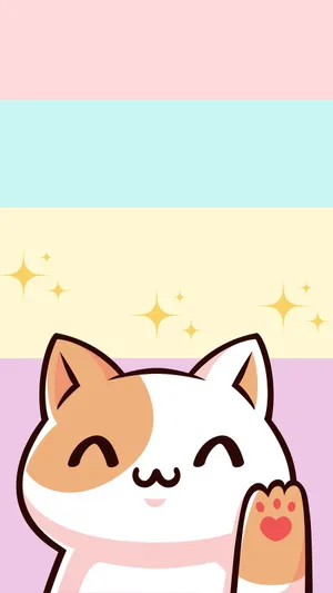 Pastel Cat Sparkle Aesthetic.jpg Wallpaper