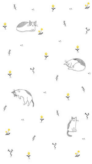 Pastel Catsand Floral Pattern Wallpaper