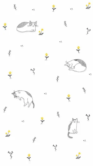 Pastel Catsand Floral Pattern Wallpaper