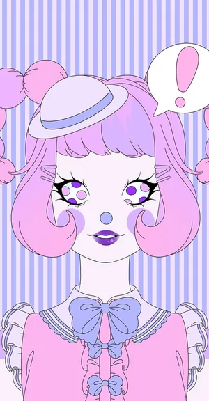 Pastel Clown Girl Illustration Wallpaper