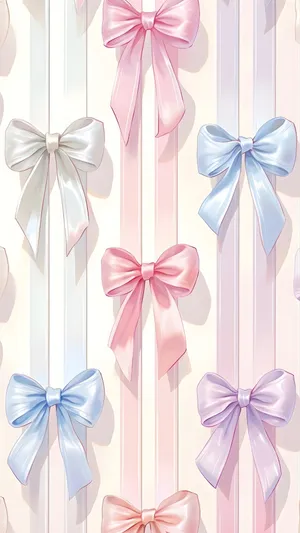 Pastel Cute Bow Collection Wallpaper