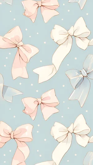 Pastel Cute Bow Pattern Wallpaper