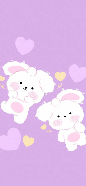 Pastel Cute White Bears Wallpaper