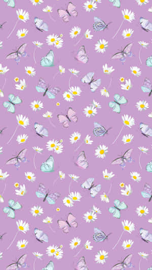 Pastel_ Daisy_ Butterfly_ Pattern Wallpaper