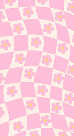 Pastel Floral Checkerboard Wallpaper