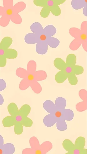 Pastel Floral Pattern Preppy Aesthetic Wallpaper