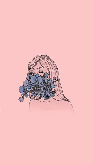 Pastel Floral Portrait Minimalist Wallpaper