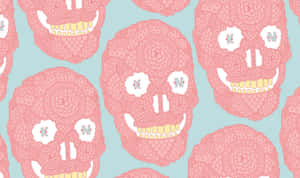 Pastel Floral Skull Pattern Wallpaper