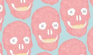 Pastel Floral Skull Pattern Wallpaper