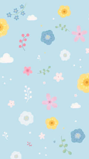 Pastel Floral Sky Pattern Wallpaper