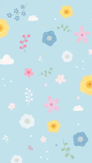 Pastel Floral Sky Pattern Wallpaper