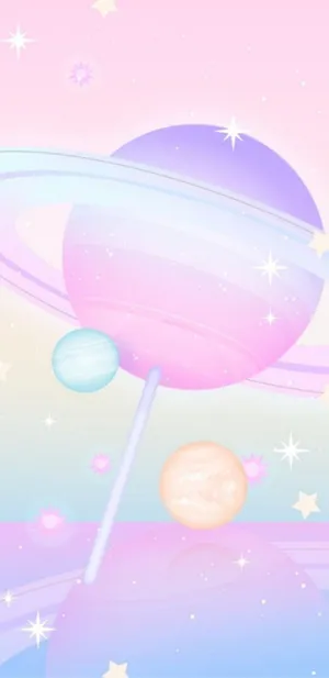 Pastel Galaxy Lollipop Candy Planets Wallpaper