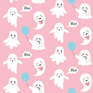 Pastel Ghost Pattern Halloween Wallpaper