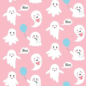 Pastel Ghost Pattern Halloween Wallpaper