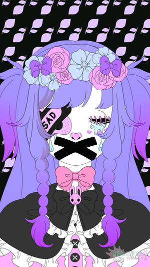 Pastel Goth Crying Girl Wallpaper