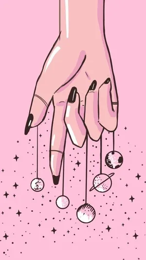 Pastel Goth Galaxy Pink Hand Wallpaper