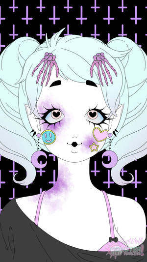 Pastel Goth Girl: The Subtle Edge Of Creepy And Cute Wallpaper