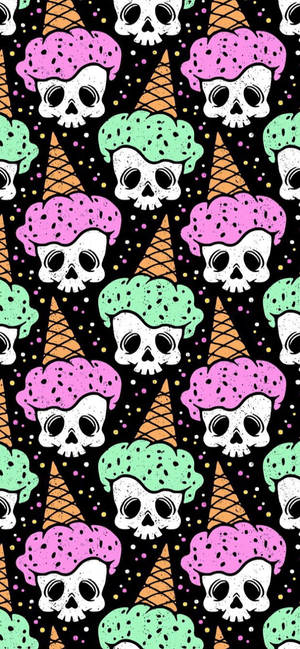 Pastel Goth Ice Cream Pattern Wallpaper