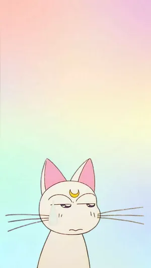 Pastel Gradient And Artemis Sailor Moon Pattern Wallpaper