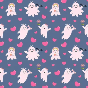 Pastel Halloween Ghost Pattern Wallpaper