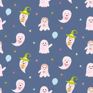 Pastel Halloween Ghost Pattern Wallpaper