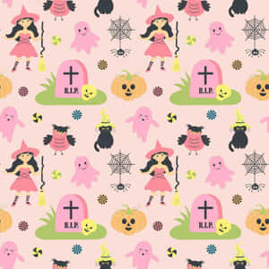 Pastel Halloween Pattern Wallpaper