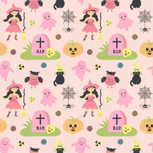 Pastel Halloween Pattern Wallpaper