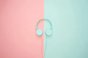 Pastel Headphones Divided Background Wallpaper