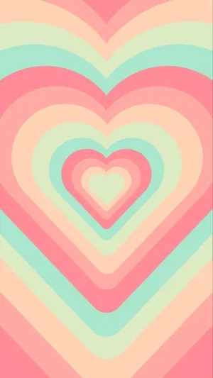 Pastel Heart Concentric Pattern Wallpaper
