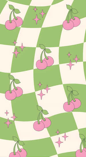 Pastel Indie Cherry Pattern Wallpaper