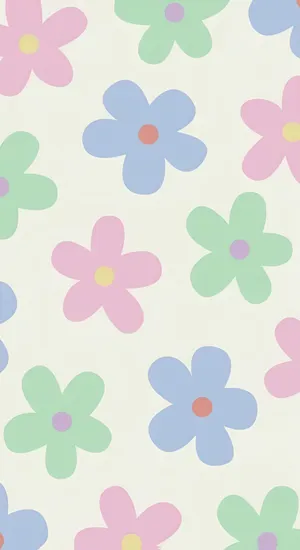 Pastel Indie Floral Pattern Wallpaper