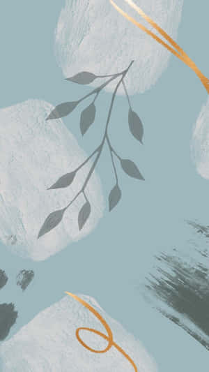 Pastel Minimalist Leaf Art Wallpaper