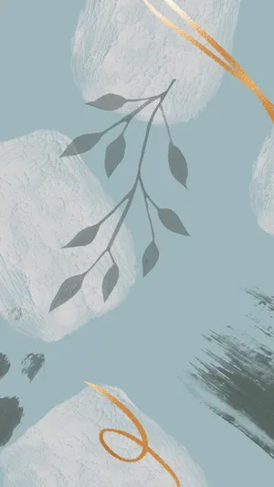 Pastel Minimalist Leaf Art Wallpaper