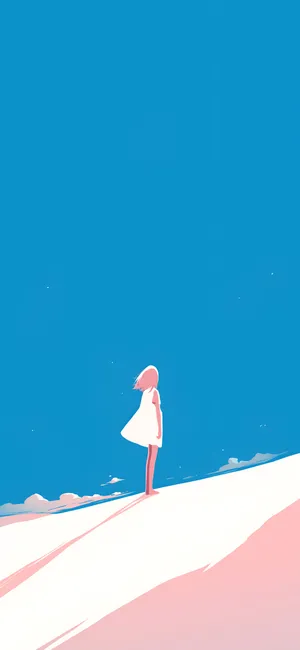 Pastel Minimalist Lone Figure Snowscape Wallpaper
