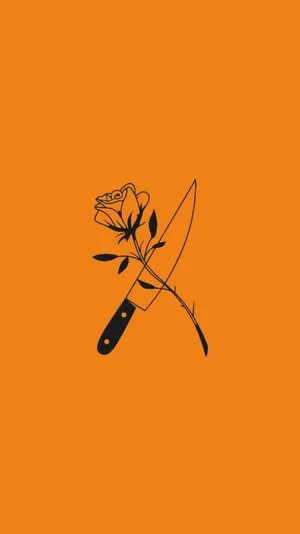 Pastel Orange Aesthetic Minimalist Flower Wallpaper