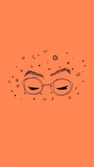 Pastel Orange Eyes Glasses Stars Wallpaper