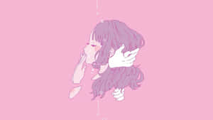 Pastel Pink Aesthetic Anime Eyes Closed Wallpaper