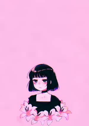 Pastel Pink Aesthetic With Anime Girl Wallpaper