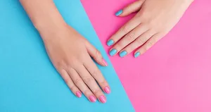 Pastel Pink And Blue Nails Wallpaper