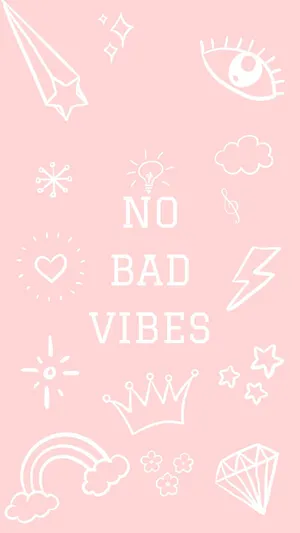 Pastel Pink And White No Bad Vibes Iphone Wallpaper