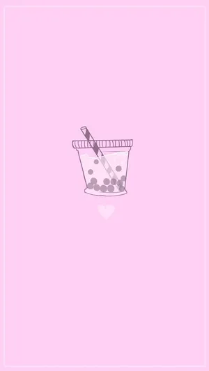 Pastel Pink Boba Tea Illustration Wallpaper