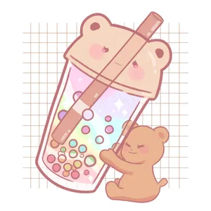 Pastel Pink Cute Boba With Bear Wallpaper