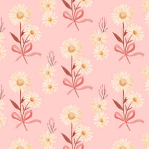 Pastel Pink Daisy Pattern Wallpaper