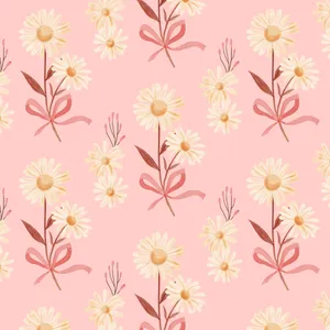 Pastel Pink Daisy Pattern Wallpaper