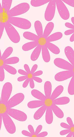 Pastel Pink Daisy Pattern Wallpaper